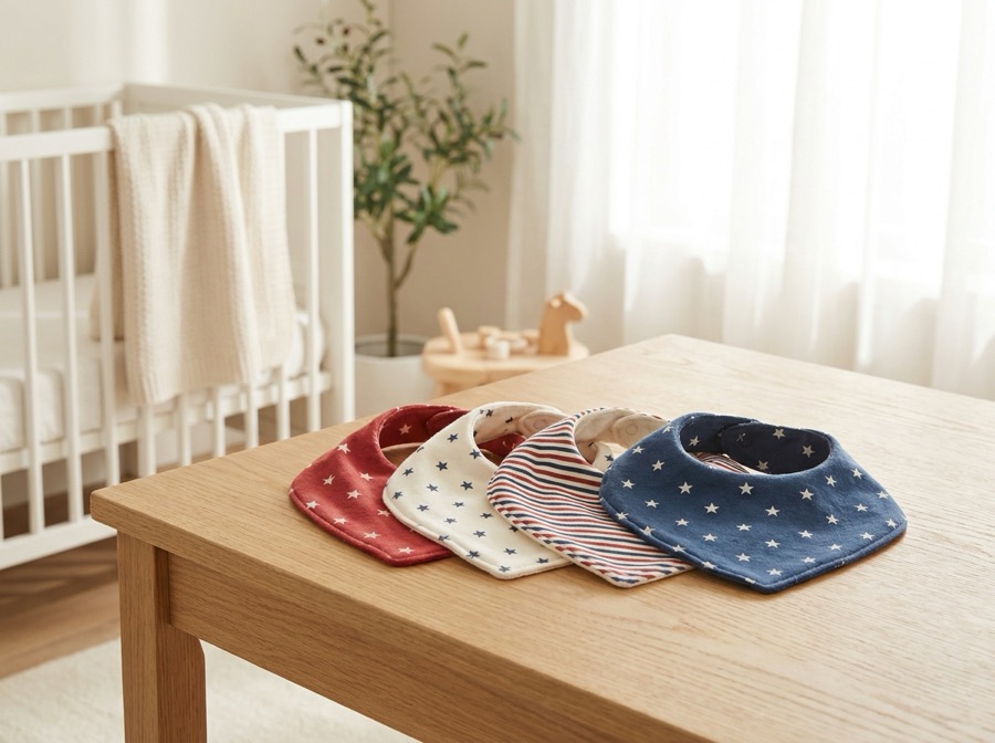 Set of patriotic baby bibs